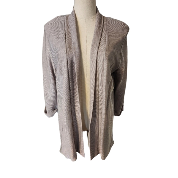 NWOT H&M Grey Taupe Shimmering open front jacket - Size Small - Picture 1 of 9
